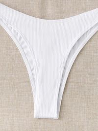 Rib Tie Front Bandeau Bikini