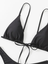 Solid Tie Front Triangle High Cut Bikini